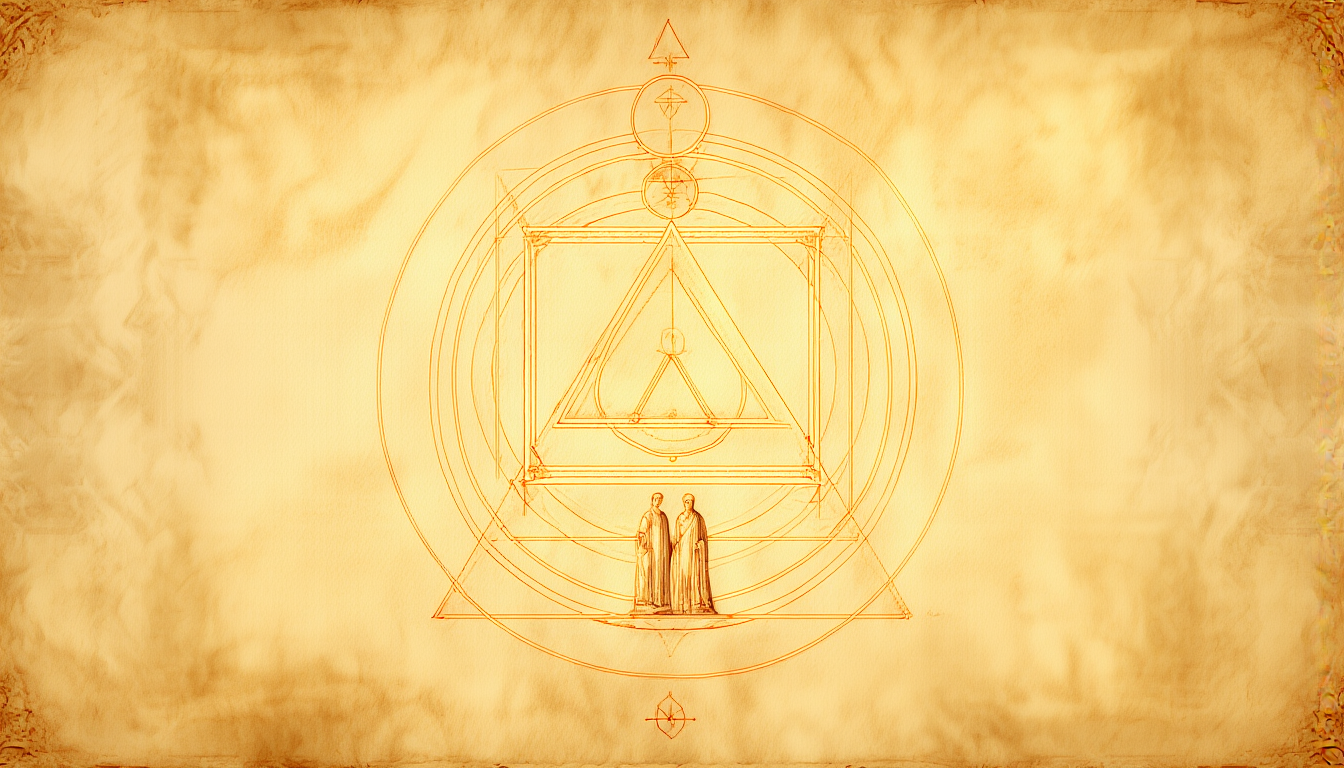 The emblem: circle, square, triangle, circle